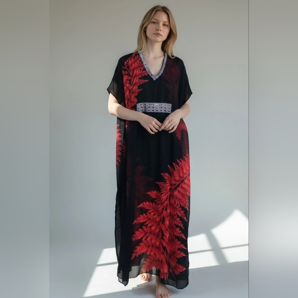 Red and Black Beachwear  Coverup size Medium